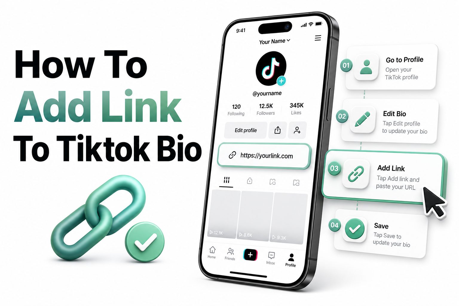 how-to-add-link-to-tiktok-bio-e1070 TikTok profile screen showing a clickable bio link